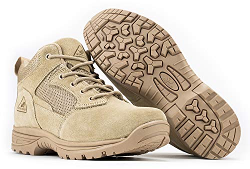 RYNO GEAR Men's Military & Tactical Boots, CoolMax Tactical Combat Military Durable Leather Work Utility 4.5" Boots (4.5" Beige, US Footwear Size System, Adult, Men, Numeric, Medium, 7) - Image 1