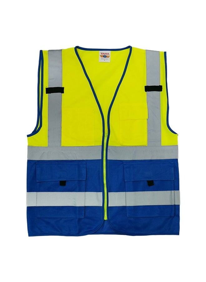 TAHA High-Visibility Safety Jacket | 2-Color Safety Vest for Industrial Use, Cycling & Biking & General use |  Yellow & Blue | Size-XL  - Image 1