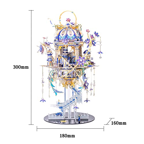 MU 3D Metal Puzzle for Adult Romeo and Juliet with Lighting Musix Box Set, Elf Palace Model Kits Miniature Building, Role-Playing Brain Teaser Love Gift Home Decor, 331pcs - Image 3