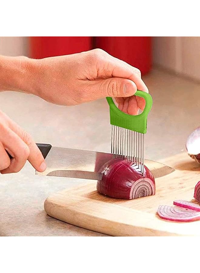 كاست ويف مجموعة أدوات تقطيع المطبخ، قطاعة خضراوات آمنة مع حامل وشوكة للطماطم والبصل والمزيد من ملحقات أدوات المطبخ الأساسية - Image 4
