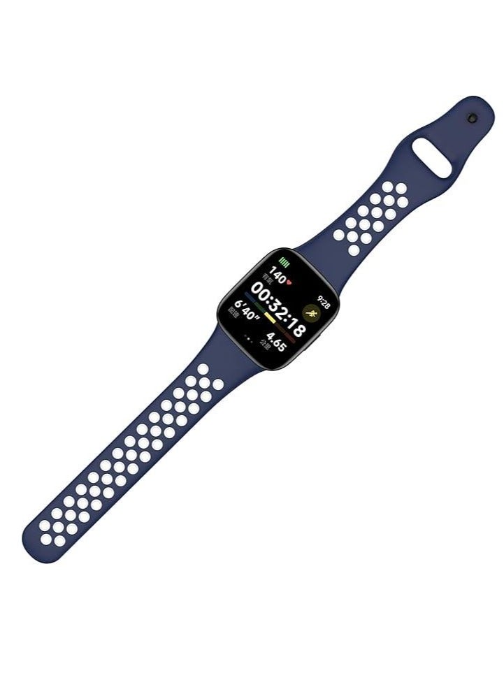 Xiaomi Redmi Watch 3 Active Soft Silicone Replacement Strap With Amazing Design - Blue / White - Image 2