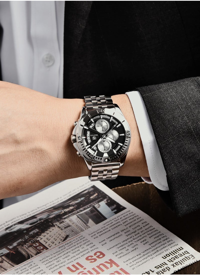 BENYAR - Watches for Men Watch Quartz Luxury Stainless Steel  Water Resistant Chronograph Watch 5180 Black - Image 1