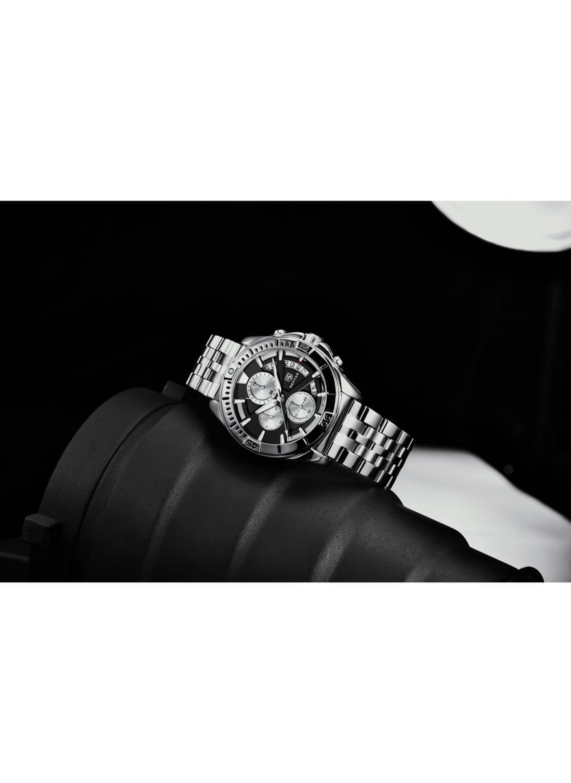 BENYAR - Watches for Men Watch Quartz Luxury Stainless Steel  Water Resistant Chronograph Watch 5180 Black - Image 1