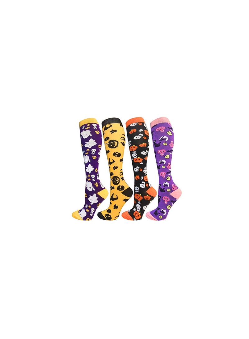 Loquat 4 Pair Anti Slip Sport Knee High Socks Athletic Socks 