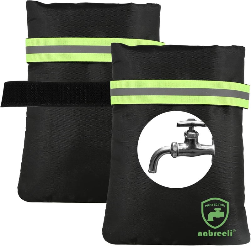 nabreeli 2Pack Outdoor Faucet Covers for Winter Freeze Protection, 8.5″x5.9″x1.9″ Thicker Hose Bib Insulation Cover Waterproof & Frost Free Outside Spigot Cover Bags Insulated Covers with Reflective Strips - Image 1