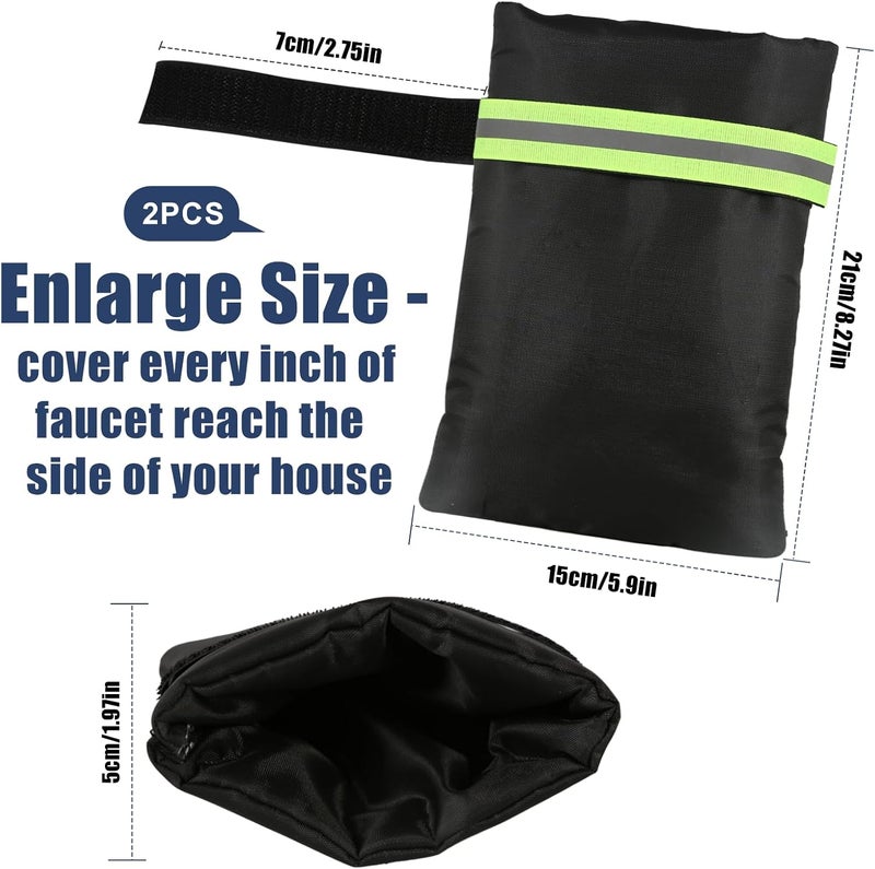 nabreeli 2Pack Outdoor Faucet Covers for Winter Freeze Protection, 8.5″x5.9″x1.9″ Thicker Hose Bib Insulation Cover Waterproof & Frost Free Outside Spigot Cover Bags Insulated Covers with Reflective Strips - Image 5