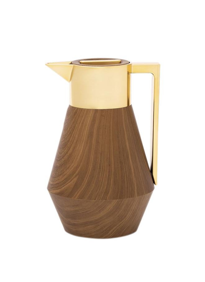 Everest Lydia Plastic Thermos 1 Liter Gold Light Brown Handle  - Image 1