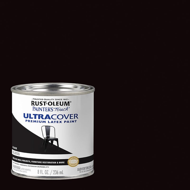 Rust-Oleum Painter's Touch Ultra Cover Premium Latex Paint, Gloss Black, 8 Fl Oz - Image 3