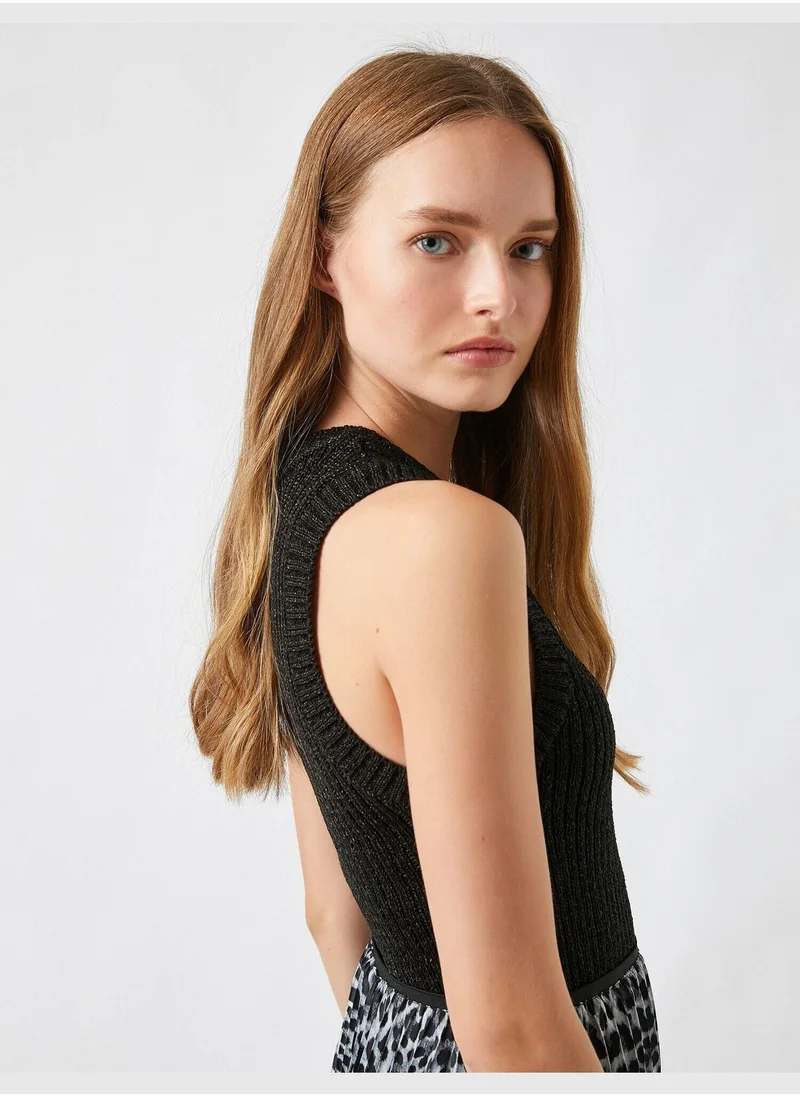 كوتون Ribbed Halter Neck Tank Tops