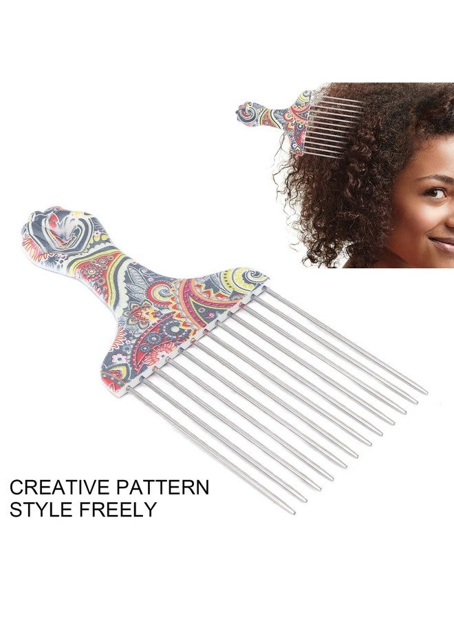 Agatige Hair Pick Combprofessional Afro Stainless Steel Detangle Styling Tool Protable Salon Wide Teeth Combs For Most Curly Hair(K4) - Image 2