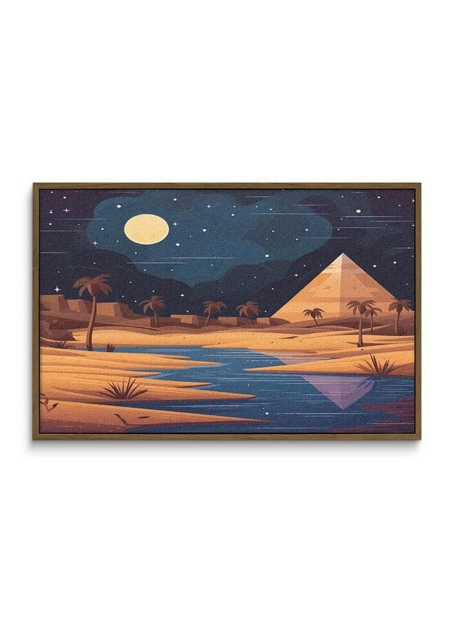Home Gallery - Egyptian Pyramids At Sunset With Palm Trees Printed Framed Wall Art - Image 1