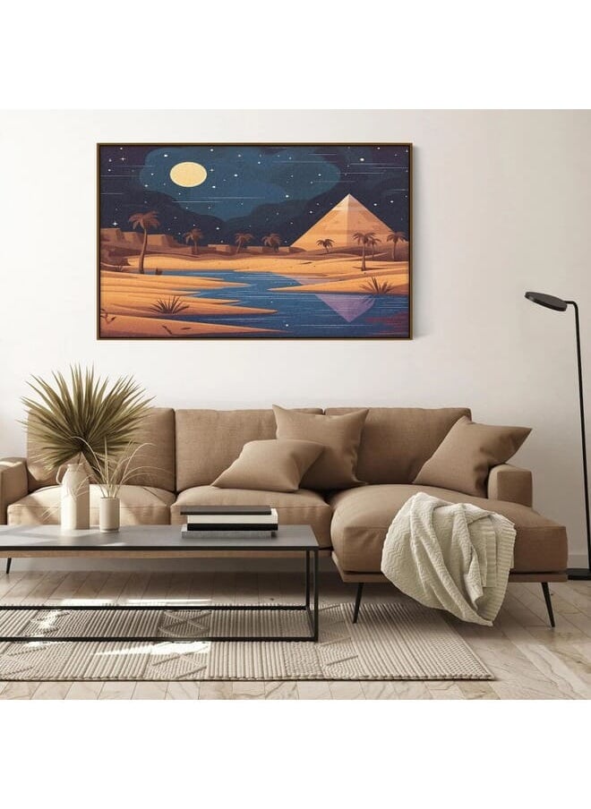 Home Gallery - Egyptian Pyramids At Sunset With Palm Trees Printed Framed Wall Art - Image 1
