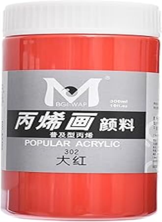 Mbgi-Wap EA-300 High Quality Acrylic Color 300Ml For Professional Artists, Beginners,Rocks, Wood,Fabric (302) - Red