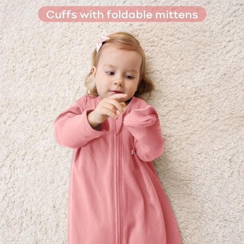 Yoofoss Baby Sleep Sack 0-6 Months Long Sleeve Wearable Blanket Baby 100% Organic Cotton 2-Way Zipper 0.5 Tog Newborn Sleeping Sack, Lightweight(Small) - Image 5