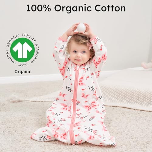Yoofoss Baby Sleep Sack 0-6 Months Long Sleeve Wearable Blanket Baby 100% Organic Cotton 2-Way Zipper 0.5 Tog Newborn Sleeping Sack, Lightweight(Small) - Image 2