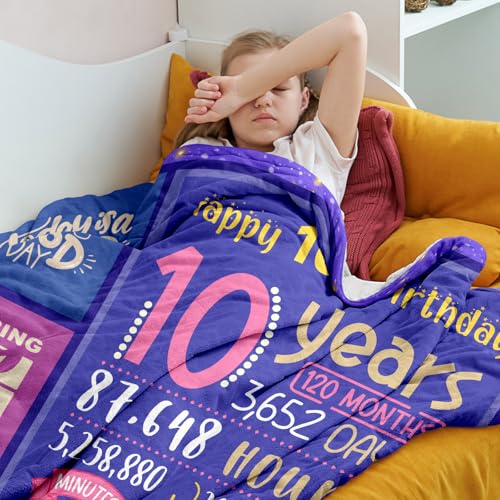 Yufrtck 10 Year Old Girl Birthday Gifts, 10th Birthday Gift for Girls, Gifts for 10 Year Old Girl, Double Digits Bday Throw Blanket 60"x 50", Girls 10 Yr Old Gift Ideas, 10th Bday Decorations - Image 4