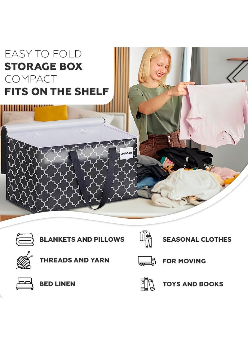 AMROAH 73*37*37cm Large Storage Bag 100L with Zippers & Carrying Handles, Capacity Heavy-Duty Moving Bag House Foldable Tote for Space Saving for Clothing Blanket Toys Pillows Bedding  - Image 4