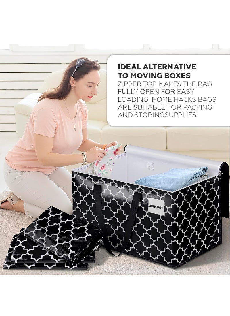 AMROAH 73*37*37cm Large Storage Bag 100L with Zippers & Carrying Handles, Capacity Heavy-Duty Moving Bag House Foldable Tote for Space Saving for Clothing Blanket Toys Pillows Bedding  - Image 3