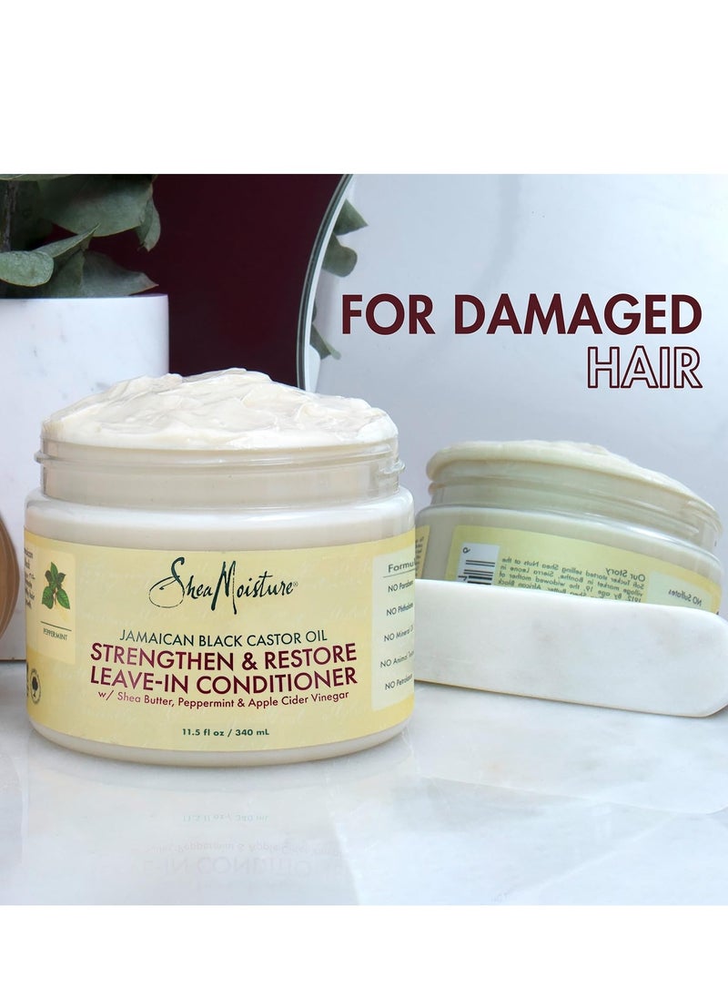 مجموعة شامبو Shea Moisture Strength لنمو الشعر واستعادته - تتضمن - شامبو زيت الخروع الأسود الجامايكي 16.3 أونصة| بلسم ثبات 16 أونصة | بلسم 13 أونصة | 12 أوقية. قناع العلاج، كيميائيا