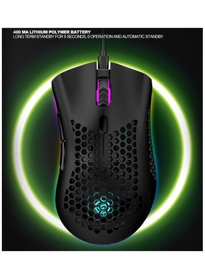 NIBEMINENT Wireless RGB Illuminated Mouse Black - Image 3