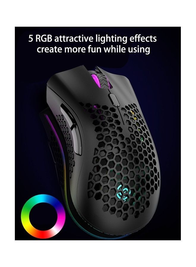 NIBEMINENT Wireless RGB Illuminated Mouse Black - Image 4