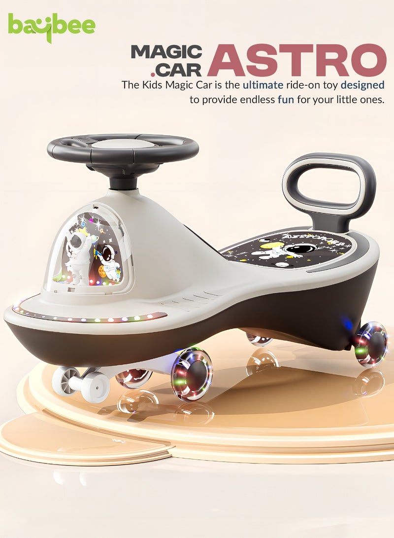 BAYBEE Astro Baby Swing Car for Kids, Ride On Car for Kids with Dazzling Light & Music | Twisting Magic Car for Kids Children with LED PU Wheels | Kids Car for Baby | Ride on Car for Kids 3 to 8 Years Boy Girl Grey - Image 2