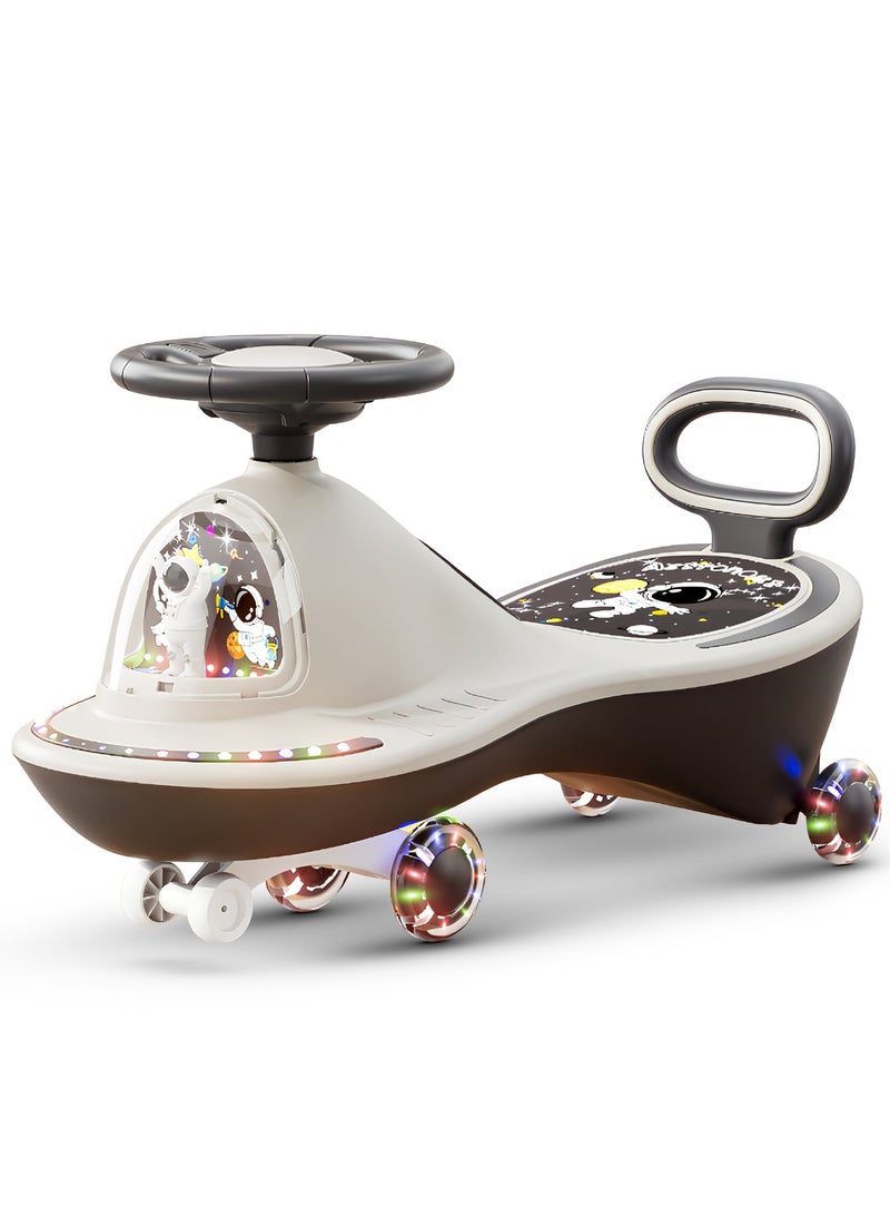 BAYBEE Astro Baby Swing Car for Kids, Ride On Car for Kids with Dazzling Light & Music | Twisting Magic Car for Kids Children with LED PU Wheels | Kids Car for Baby | Ride on Car for Kids 3 to 8 Years Boy Girl Grey - Image 1