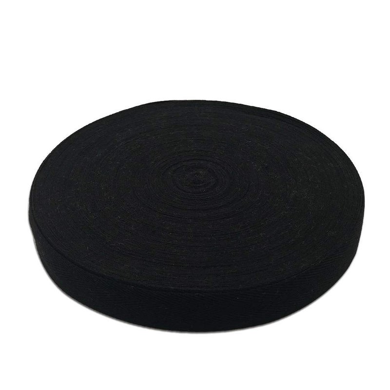Natural Cotton Twill Tape 50 Yards 1 Inch Bunting Bias Tape Herringbone Webbing Tape Roll for Apron Sewing Dressmaking Craft Black