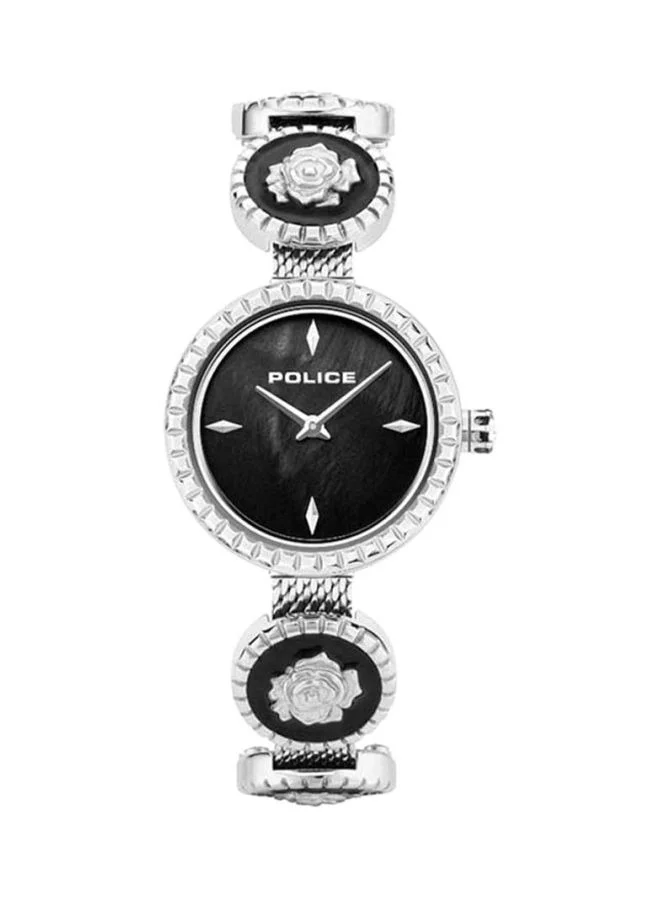 POLICE Kapaa Black Dial Silver Black Stainless Steel Analog Watch for Female 29mm
