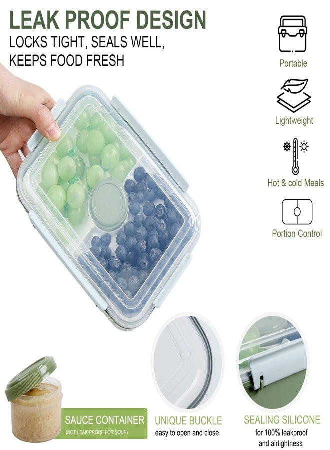 Shopwithgreen Set of 3 Salad Food Storage Container To Go, School & Travel,Food Prep Storage Containers with Lids (Khaki Green&Khaki Green&Khaki Green) - Image 2