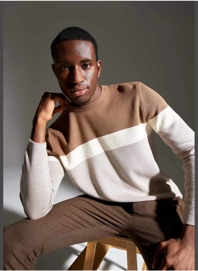 DeFacto Slim Fit Long Sleeve Block Colour Jumper