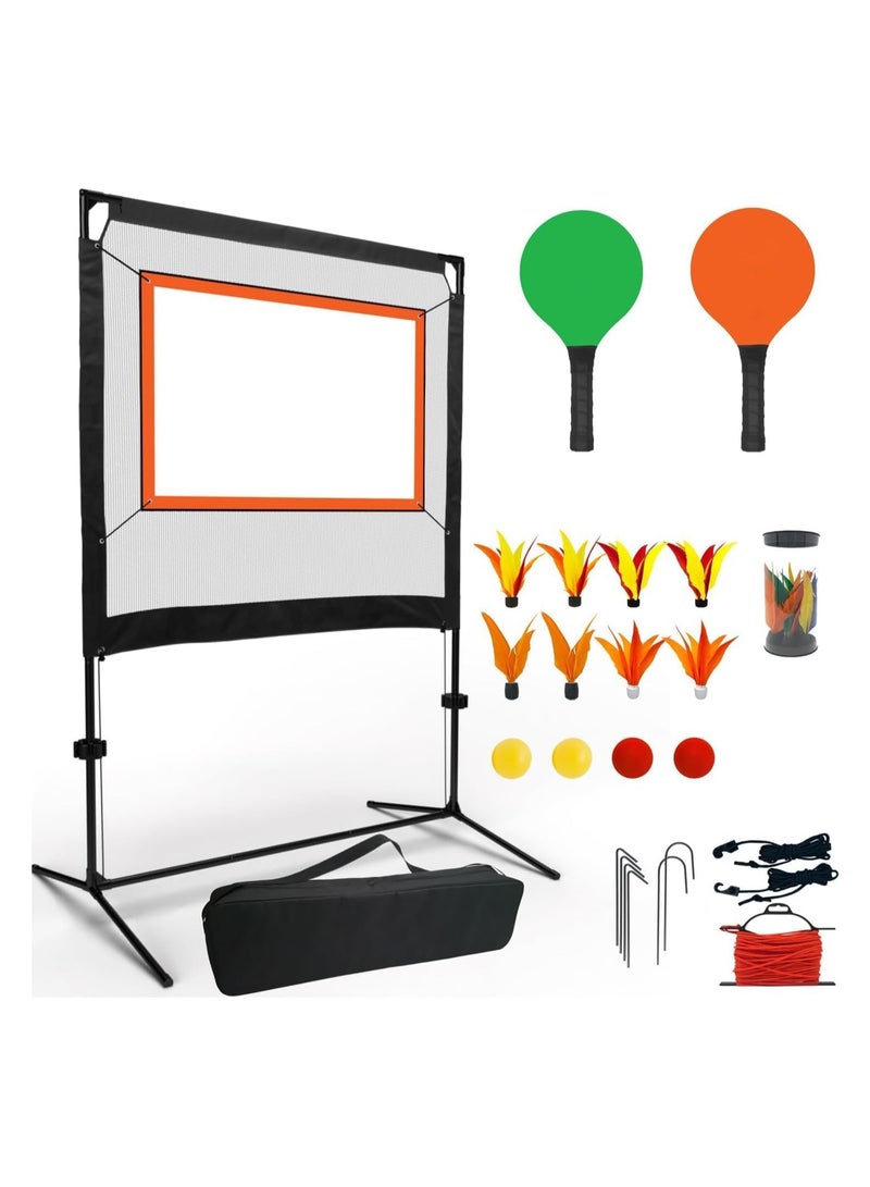 DANIM Jazzminton Pickle Pong Similar to Pickleball Badminton & Tennis With Net Portable Backyard Fun Game - Image 1