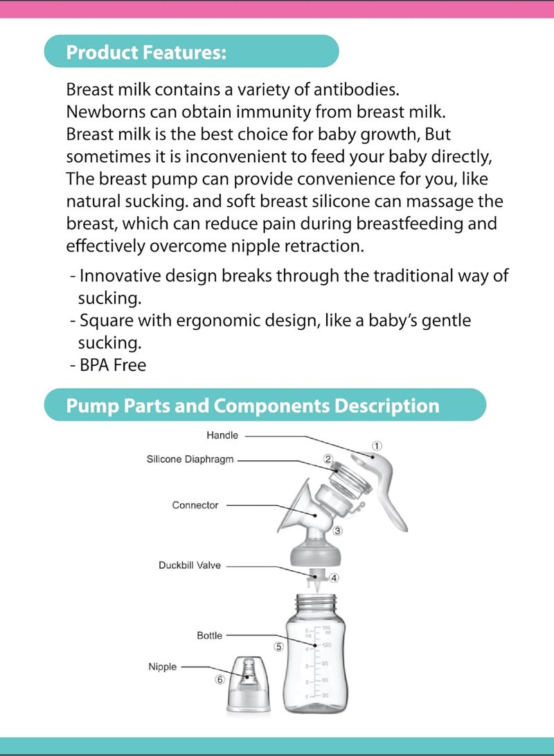 La FruttaNew Manual Breast Milk Pump, one size , Silicone Nipple, White