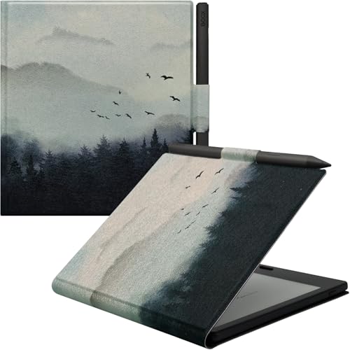 GOVTVA Magnetic Leather Case for 7'' Boox Tablet Go Color 7 (Gen II/Gen I 2025/2024) / Onyx Boox Go 7 Ultra-Thin Lightweight Auto Sleep/Wake Cover with Pen Holder & Magnetic Closure (Misty Forest) - Image 1
