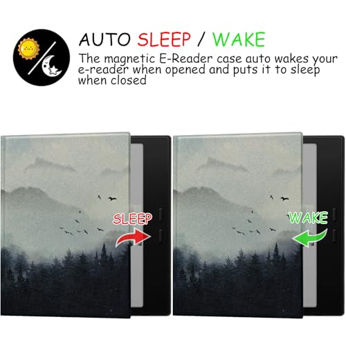 GOVTVA Magnetic Leather Case for 7'' Boox Tablet Go Color 7 (Gen II/Gen I 2025/2024) / Onyx Boox Go 7 Ultra-Thin Lightweight Auto Sleep/Wake Cover with Pen Holder & Magnetic Closure (Misty Forest) - Image 5