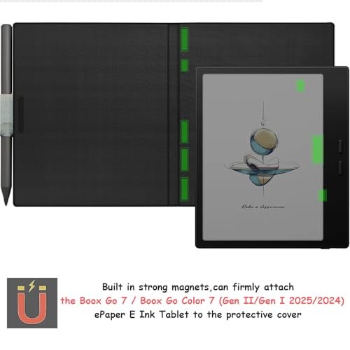 GOVTVA Magnetic Leather Case for 7'' Boox Tablet Go Color 7 (Gen II/Gen I 2025/2024) / Onyx Boox Go 7 Ultra-Thin Lightweight Auto Sleep/Wake Cover with Pen Holder & Magnetic Closure (Misty Forest) - Image 3