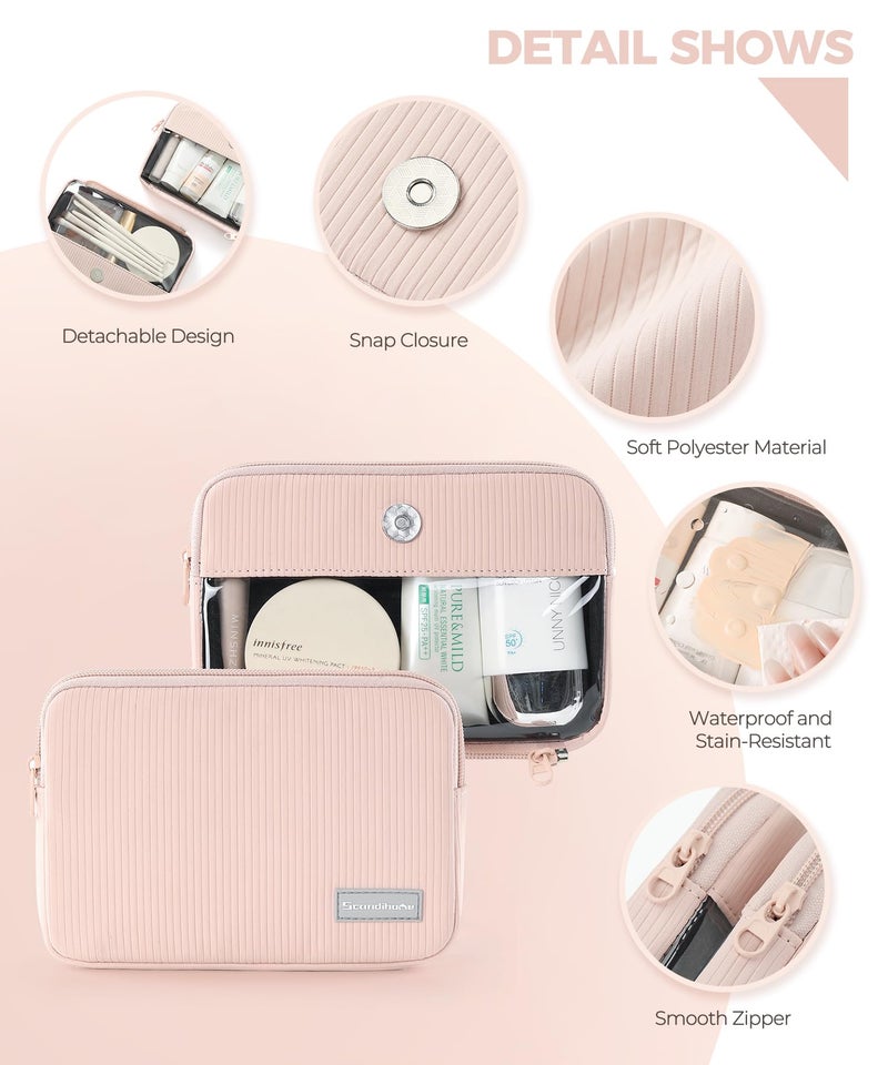 EPEDAL24 Preppy Makeup Bag, Rectangle Double Detachable Cosmetic Organizer, Clear Side Panel Portable Travel Pouches for In-Flight Essentials, Beauty & Tech Accessories, Gift for Women - Image 5