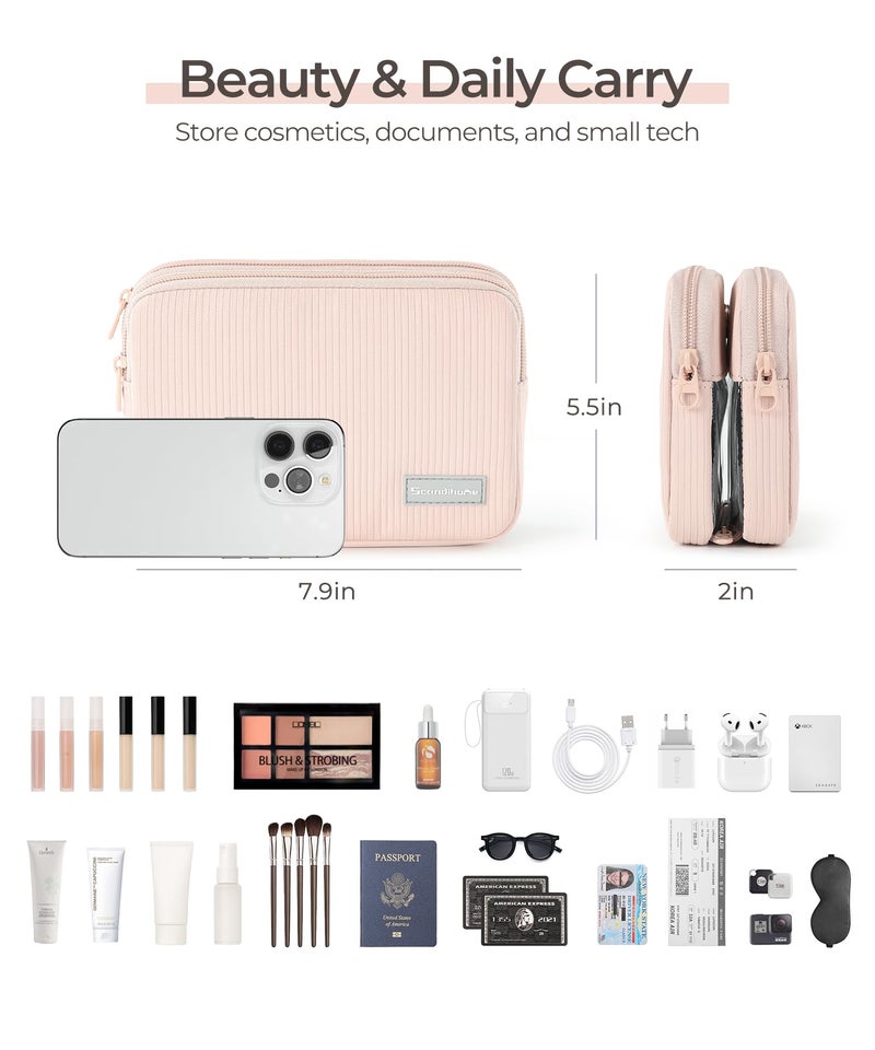 EPEDAL24 Preppy Makeup Bag, Rectangle Double Detachable Cosmetic Organizer, Clear Side Panel Portable Travel Pouches for In-Flight Essentials, Beauty & Tech Accessories, Gift for Women - Image 2