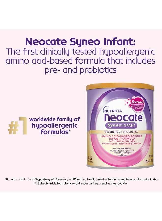 Neocate نيكوات سيينو للأطفال - حليب أطفال خالي من مسببات الحساسية، خالي من الألبان، قائم على الأحماض الأمينية مع ألياف بروبيوتيك و DHA/ARA - تركيبة صديقة للحساسية الغذائية - 14.1 أونصة (عبوة من 1) - Image 3