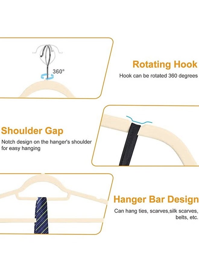 LEXIN 100-Piece Non-Slip Velvet Hangers Beige 45x23cm  - Image 4