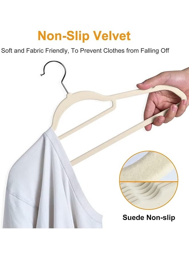 LEXIN 100-Piece Non-Slip Velvet Hangers Beige 45x23cm  - Image 3