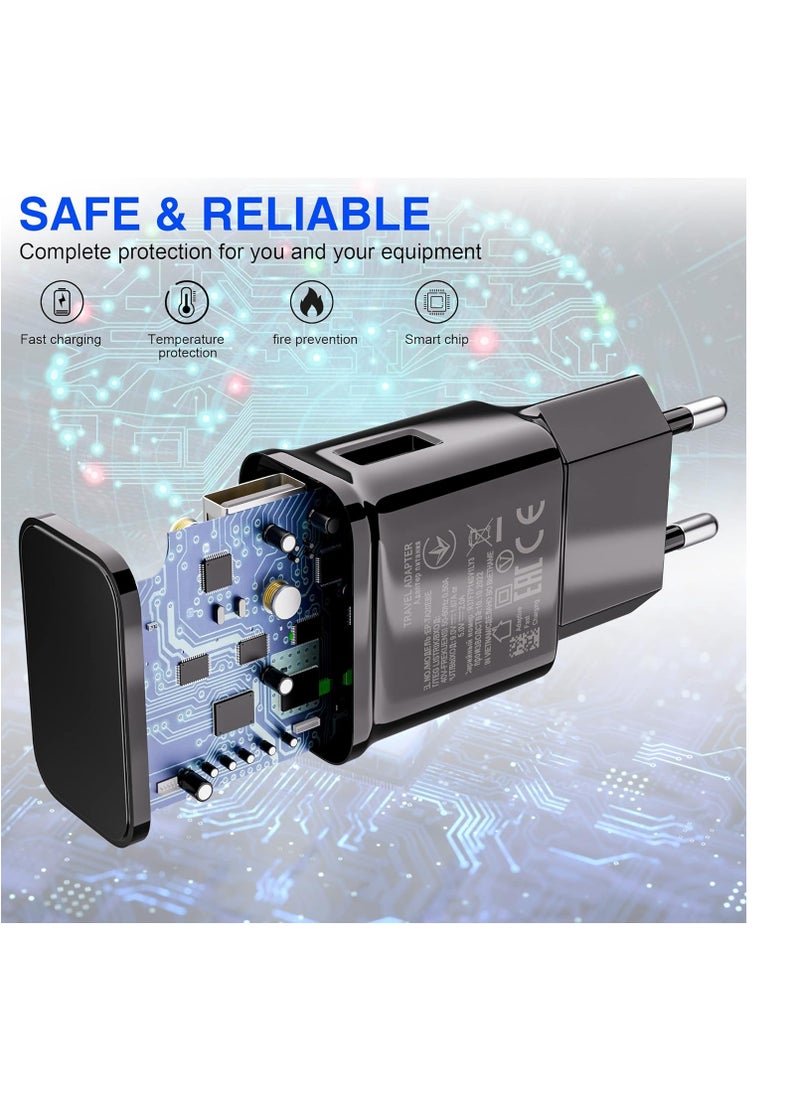 Generic - شاحن مع كابل شحن سريع USB نوع سي متوافق مع سامسونج جالاكسي S8 S8 S8+ S9 بلس S9+ S10 S10 S10 بلس S10e A50 A40 A30 A20 A42 5G شاحن سريع اصلي اسود - Image 1