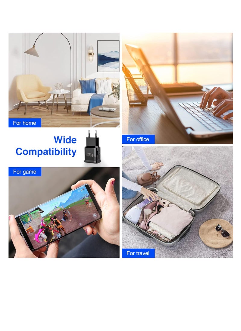 Generic - شاحن مع كابل شحن سريع USB نوع سي متوافق مع سامسونج جالاكسي S8 S8 S8+ S9 بلس S9+ S10 S10 S10 بلس S10e A50 A40 A30 A20 A42 5G شاحن سريع اصلي اسود - Image 1