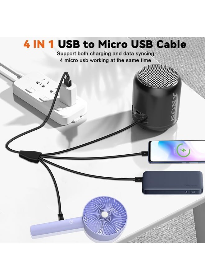 Herfair Micro USB Splitter Cable, 4-in-1 Multi Micro USB Cable Charging Cord, USB to Micro USB Wire Lead, USB 2.0 Type A Male to 4 Micro USB Male Adapter Cable for Data Sync/Charge (1.64ft, Black) - Image 3