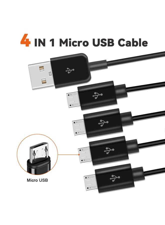 Herfair Micro USB Splitter Cable, 4-in-1 Multi Micro USB Cable Charging Cord, USB to Micro USB Wire Lead, USB 2.0 Type A Male to 4 Micro USB Male Adapter Cable for Data Sync/Charge (1.64ft, Black) - Image 2