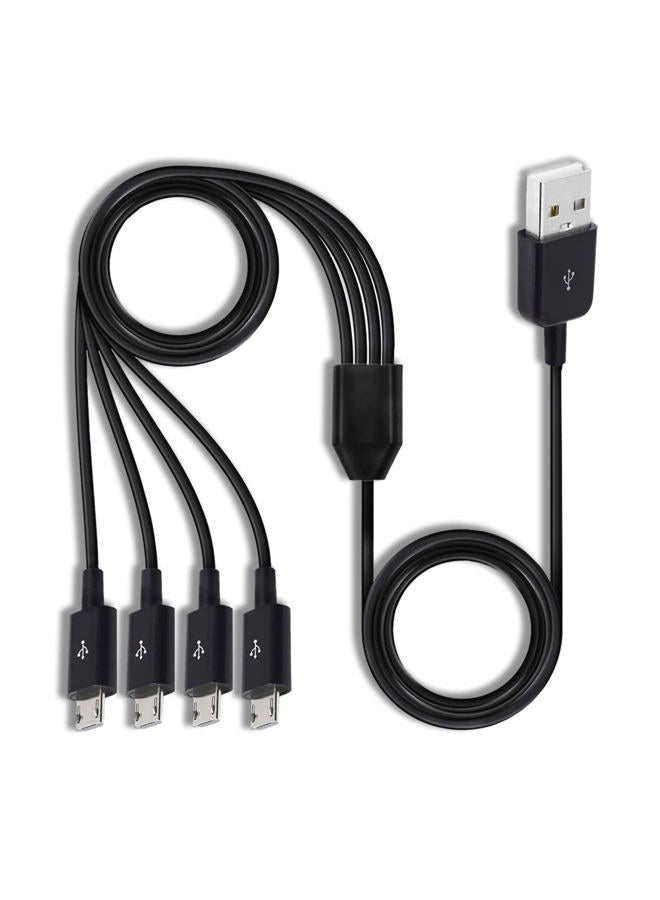 Herfair Micro USB Splitter Cable, 4-in-1 Multi Micro USB Cable Charging Cord, USB to Micro USB Wire Lead, USB 2.0 Type A Male to 4 Micro USB Male Adapter Cable for Data Sync/Charge (1.64ft, Black) - Image 1