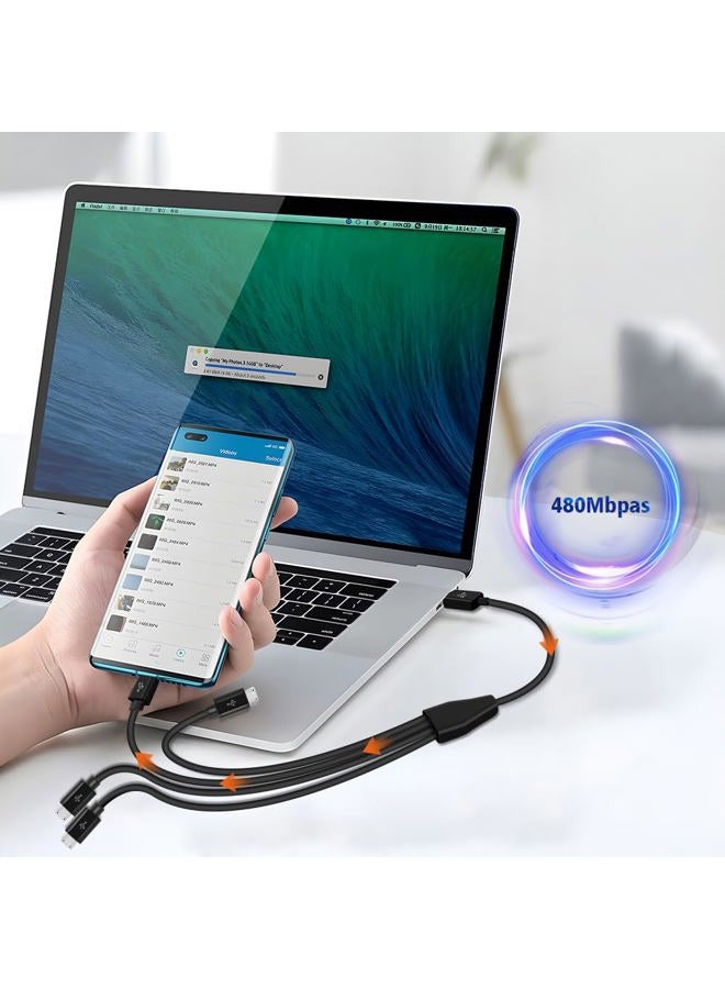 Herfair Micro USB Splitter Cable, 4-in-1 Multi Micro USB Cable Charging Cord, USB to Micro USB Wire Lead, USB 2.0 Type A Male to 4 Micro USB Male Adapter Cable for Data Sync/Charge (1.64ft, Black) - Image 5