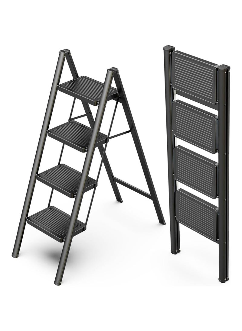 VTH WITH TAGLINE ABSOLUTE TOOLING SOLUTIONS VTH Steps Steel Ladder for Home Foldable Portable Stairs Versatile Use for Kitchen Bathroom Office Foot Stool Multipurpose Two Step Stool with 150 Kg Capacity 4 Steps  - Image 1