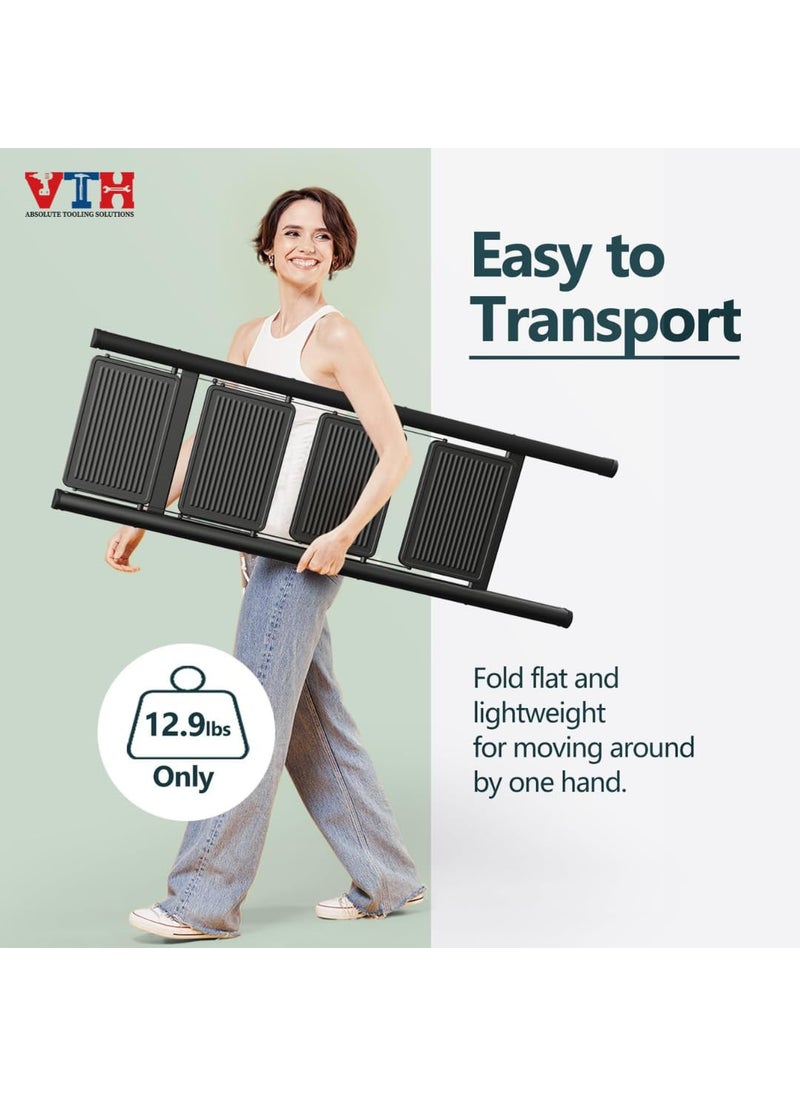 VTH WITH TAGLINE ABSOLUTE TOOLING SOLUTIONS VTH Steps Steel Ladder for Home Foldable Portable Stairs Versatile Use for Kitchen Bathroom Office Foot Stool Multipurpose Two Step Stool with 150 Kg Capacity 4 Steps  - Image 4