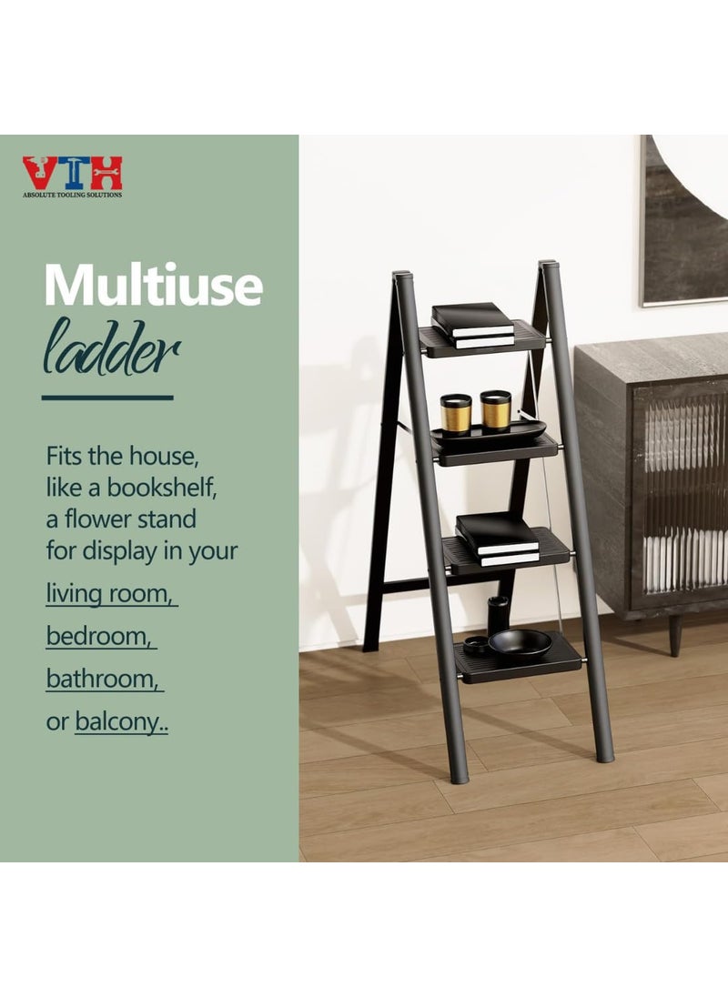 VTH WITH TAGLINE ABSOLUTE TOOLING SOLUTIONS VTH Steps Steel Ladder for Home Foldable Portable Stairs Versatile Use for Kitchen Bathroom Office Foot Stool Multipurpose Two Step Stool with 150 Kg Capacity 4 Steps  - Image 2